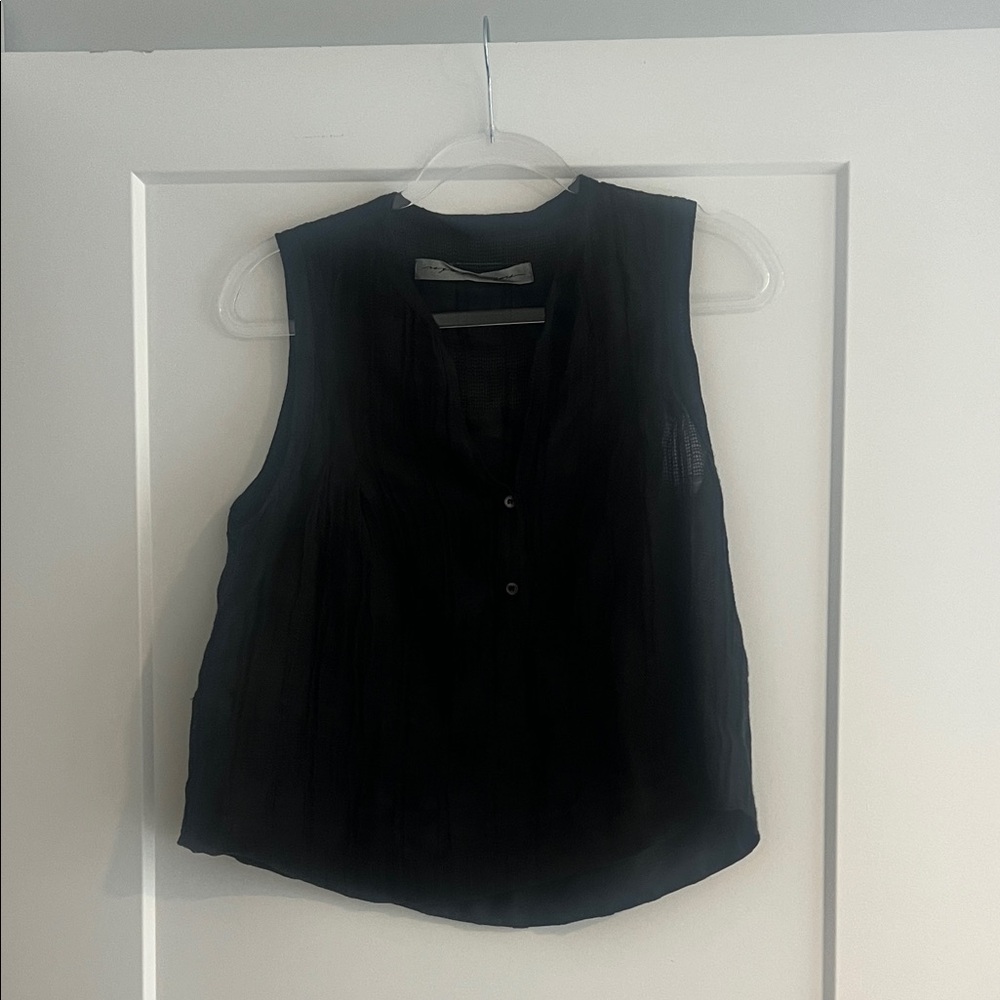 Raquel Allegra Black Sleeveless Blouse